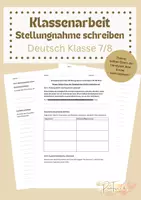 Vorschau - Klassenarbeiten - Klassenarbeit Stellungnahme schreiben: Handyzeiten Klasse 7/8 - Deckblatt