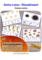 Aperçu - Apprentissages en autonomie - Cartes à pince - Dénombrement - Animaux marins - Page de couverture