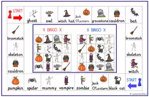 Vorschau - Stationenlernen - Halloween Bingo für Englisch -3fach differenziert- - Seite 1