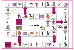 Vorschau - Stationenlernen - Halloween Board Game für Englisch -2fach differenziert- - Seite 1