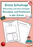 Vorschau - Mal- und Bastelvorlagen - Erste Schultage, Malvorlage und kleine Aufgabe, Brotdose und Frühstück in der Schule - Deckblatt