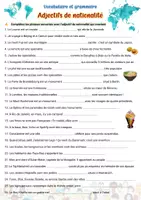 Aperçu - Feuilles d'exercices - Adjectifs de nationalité (miniature) - Page 1