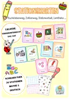 Vorschau - Stationenlernen - Stationenschilder Buchstabenweg, Buchstabeneinführung, Zahlenweg + Clipart - Deckblatt