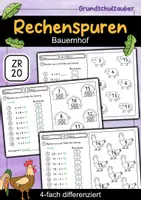 Vorschau - Arbeitsblätter - Rechenspuren Materialpaket ZR 20 mit ZÜ - Rechenspur 4-fach differenziert - Seite 1
