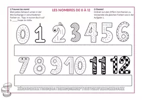 Vorschau - Arbeitsblätter - Les nombres de 0 à 12. Die Zahlen von 0-12. - Seite 1