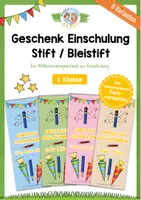 Vorschau - Mal- und Bastelvorlagen - Willkommensgeschenk zur Einschulung: Stift/ Bleistift - Deckblatt
