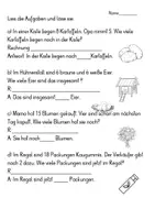 Vorschau - Arbeitsblätter - Einstieg Sachaufgaben/sehr leicht / ZR 20/ vorgeschriebener Antwort, DAZ friendly , 2 Seiten - Seite 2
