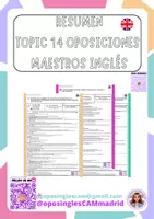 Vista previa - Para docentes: organización, planificación y formación - TOPIC 14 summary oposiciones inglés maestros - Portada