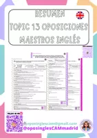 Vista previa - Para docentes: organización, planificación y formación - TOPIC 13 summary oposiciones inglés maestros - Portada