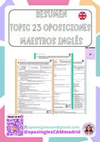 Vista previa - Para docentes: organización, planificación y formación - TOPIC 23 summary oposiciones inglés maestros - Portada
