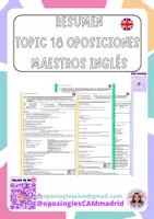 Vista previa - Para docentes: organización, planificación y formación - TOPIC 18 summary oposiciones inglés maestros - Portada