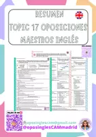 Vista previa - Para docentes: organización, planificación y formación - TOPIC 17 summary oposiciones inglés maestros - Portada
