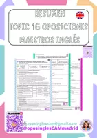 Vista previa - Para docentes: organización, planificación y formación - TOPIC 16 summary oposiciones inglés maestros - Portada