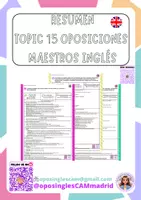 Vista previa - Para docentes: organización, planificación y formación - TOPIC 15 summary oposiciones inglés maestros - Portada