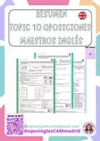 Vista previa - Para docentes: organización, planificación y formación - TOPIC 10 summary oposiciones inglés maestros - Portada