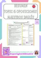 Vista previa - Para docentes: organización, planificación y formación - TOPIC 6 summary oposiciones inglés maestros - Portada