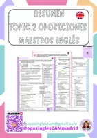 Vista previa - Para docentes: organización, planificación y formación - TOPIC 2 summary oposiciones inglés maestros - Portada