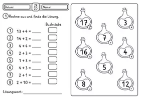 Vorschau - Arbeitsblätter - Rechenspuren Märchen ZR 20 mit ZÜ - Rechenspur 4-fach differenziert - Seite 1
