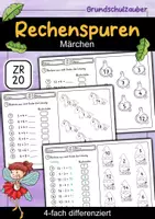 Vorschau - Arbeitsblätter - Rechenspuren Märchen ZR 20 mit ZÜ - Rechenspur 4-fach differenziert - Deckblatt
