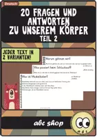 Vorschau - Text - 20 Sachtexte: Fragen und Antworten zu unserem Körper Teil 2 - Deckblatt
