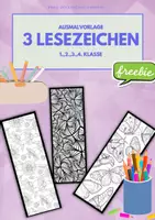Vorschau - Mal- und Bastelvorlagen - FREEBIE: 3 Ausmal Vorlagen für Lesezeichen - Deckblatt