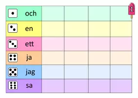 förhandsvisning - Träna Högfrekventa ord med tärning Nivå 1 - sida 1