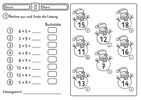 Vorschau - Arbeitsblätter - Rechenspuren Winter ZR 20 mit ZÜ - Rechenspur 4-fach differenziert - Seite 3