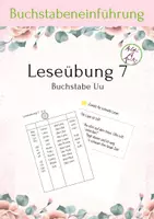 Vorschau - Arbeitsblätter - Leseübung 7 für die 1. Klasse zum Buchstaben Uu - Deckblatt