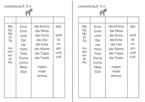 Vorschau - Fördermaterial/Inklusion - Leseübung 8 für die 1. Klasse zum Buchstaben Ee - Seite 1
