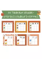 Aperçu - Apprentissages en autonomie - 6x tableaux à double entrées couleurs/formes AUTOMNE - Page de couverture
