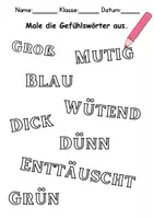 Vorschau - Arbeitsblätter - Gefühle Anmalen Wortschatz - Deutsch/DaZ/DaF/Kunst - Klasse 1 und 2 - Seite 2