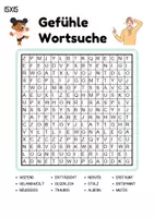 Vorschau - Spiele - Wortsuchspiel/Wortsuche/Suchsel Gefühle (Grundschule) - 4 Varianten - Seite 1