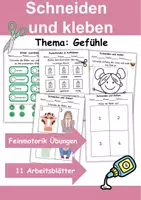 Vorschau - Arbeitsblätter - Ausschneiden und kleben Gefühle - Wortschatz basteln Feinmotorik (Grundschule) - Deckblatt