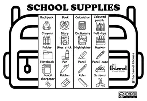 Vista previa - Manualidades / Dibujos para colorear - SCHOOL SUPPLIES – Flap Book (20 Words) - página 2
