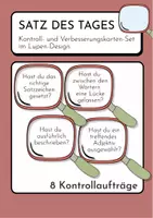 Vorschau - Bildkarten - Satz des Tages/Woche – Kontroll- und Verbesserungskarten im Lupendesign - Deckblatt