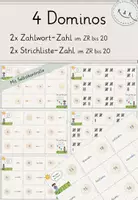 Vorschau - Stationenlernen - Zahlenraum bis 20, 2x Domino "Zahlwort" + 2x "Strichliste", Zahlvorstellung, Zahlenraumerweiterung bis 20 - Deckblatt