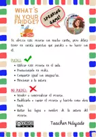 Vista previa - Juegos / Gamificación - SPEAKING GAME- What's in the Fridge? Food and Drinks - página 1
