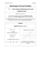 Vorschau - Fördermaterial/Inklusion - Gleichungen mit zwei Variablen Merkblätter - Deckblatt