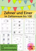 Vorschau - Arbeitsblätter - Zahlenraum bis 100, Einer, Zehner, Addition, Subtraktion - Deckblatt