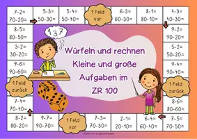Vorschau - Spiele - Mathe Brettspiel "Kleine und große Aufgaben bis 100": Mathematik Klasse 2 | Mathe Spiele Klasse 2 | Rechnen im ZR 100 - Seite 3