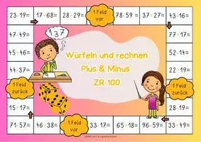 Vorschau - Spiele - Mathe Brettspiel "Plus und Minus bis 100": Mathematik Klasse 2 | Mathe Spiele Klasse 2 | Rechnen im ZR 100 - Seite 3