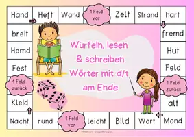 Vorschau - Spiele - Brettspiel Deutsch: Rechtschreibung Spiel T oder D am Ende | harte und weiche Konsonanten - Unterricht, Förderstunde & Legasthenietraining - Seite 3