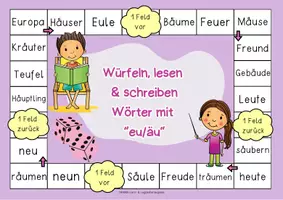 Vorschau - Spiele - Wörter mit eu/äu - Brettspiel Deutsch Wörter mit eu/äu - Unterricht, Förderstunde & Legasthenietraining - Seite 3