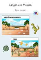Vorschau - Stationenlernen - Längen und messen : Dinos messen - Deckblatt