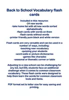 Vorschau - Bildkarten - Back to School Vocabulary Flash Cards for ESL - Seite 1