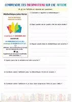 Aperçu - Feuilles d'exercices - Comprendre des informations sur une affiche de médiathèque (CE1, FLE A1) - Page 1