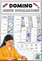 Vorschau - Stationenlernen - Domino mit Arbeitsblatt "Meine Schulsachen" - DaZ / DaF / Deutsch - Deckblatt