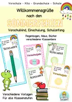 Vorschau - Arbeitsblätter - Willkommensgrüße Vorschule, Schulanfang, Einschulung nach den Sommerferien zum ersten Schultag. - Deckblatt