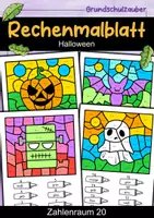 Vorschau - Arbeitsblätter - Rechenmalblatt Halloween - 4 Rechenmalblätter ZR 20 4-fach differenziert - Deckblatt