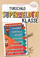 Vorschau - Mal- und Bastelvorlagen - Superheldenklasse Klassenzimmer Schild: Hier sind wir - Deckblatt
